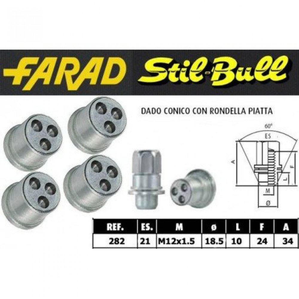 Locking wheel nuts 12x1.5x44mm FARAD STIL BULL 282 (set)