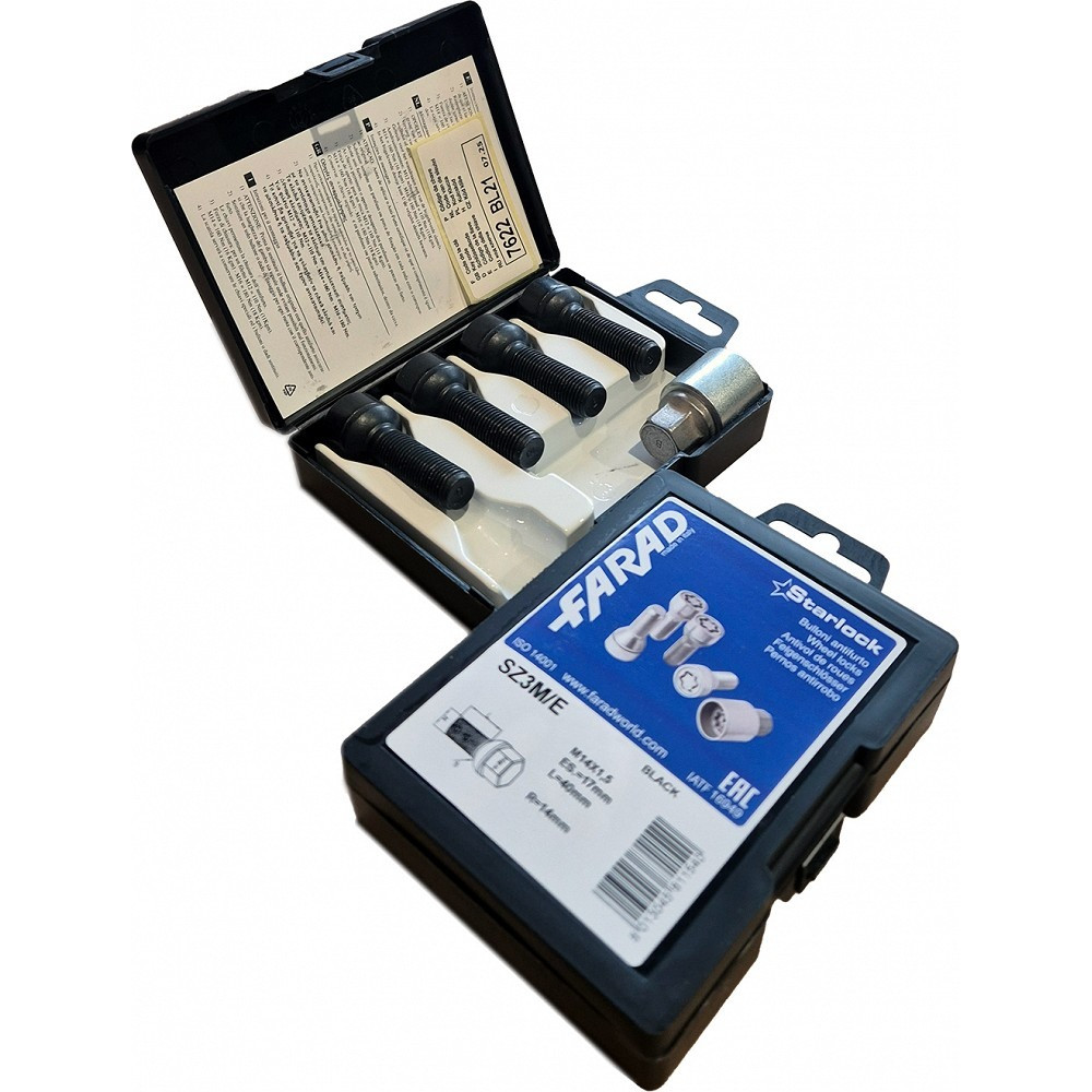 Slepenās skrūves melnās 14x1.5x28mm konuss FARAD STARLOCK C2C/E BLK (kompl.)