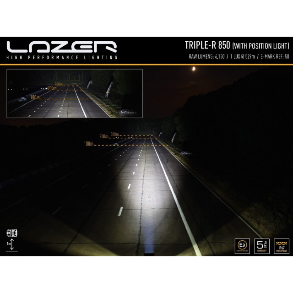 LED tālās gaismas lukturis LAZER TRIPLE-R 850 GEN1 pos. light (00R6-PL-STD-B)