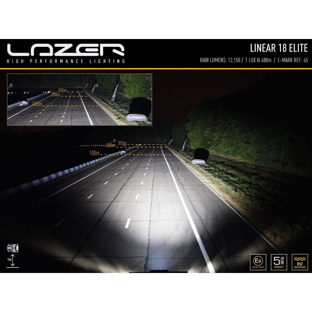 LED tālās gaismas lukturis LAZER LINEAR-18 ELITE (0L18-EL-LNR)