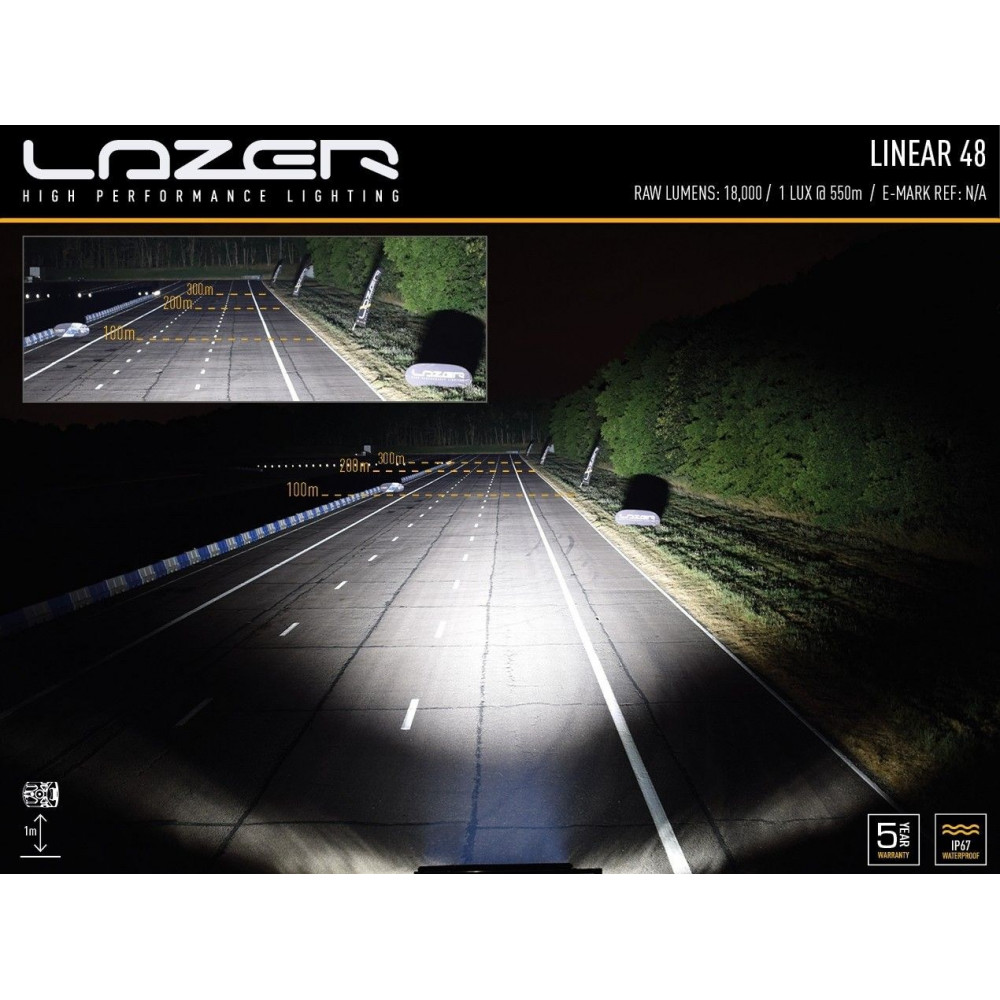 LED tālās gaismas lukturis LAZER LINEAR-48 (0L48-LNR)