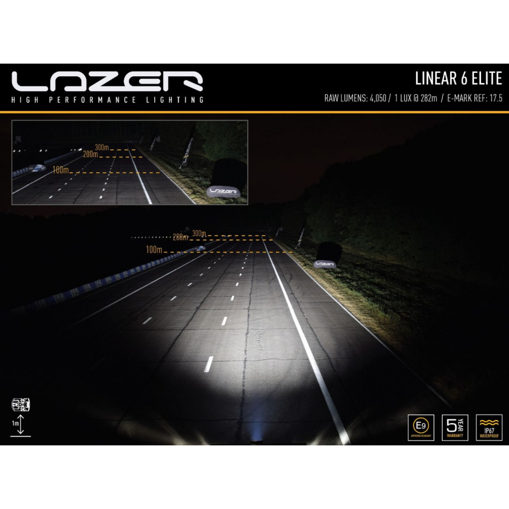 LED tālās gaismas lukturis LAZER LINEAR-6 ELITE (0L06-EL-LNR)