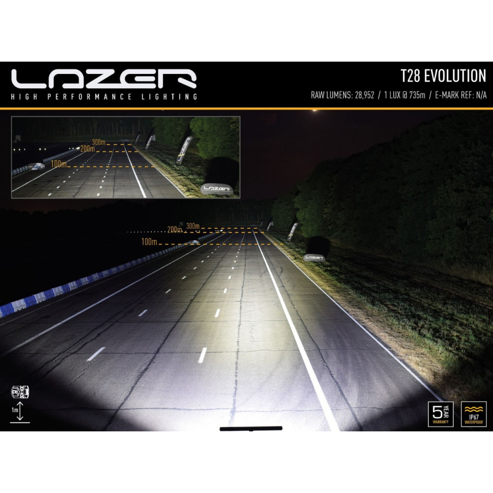 LED tālās gaismas lukturis LAZER T28 EVOLUTION (0028-EVO-B)