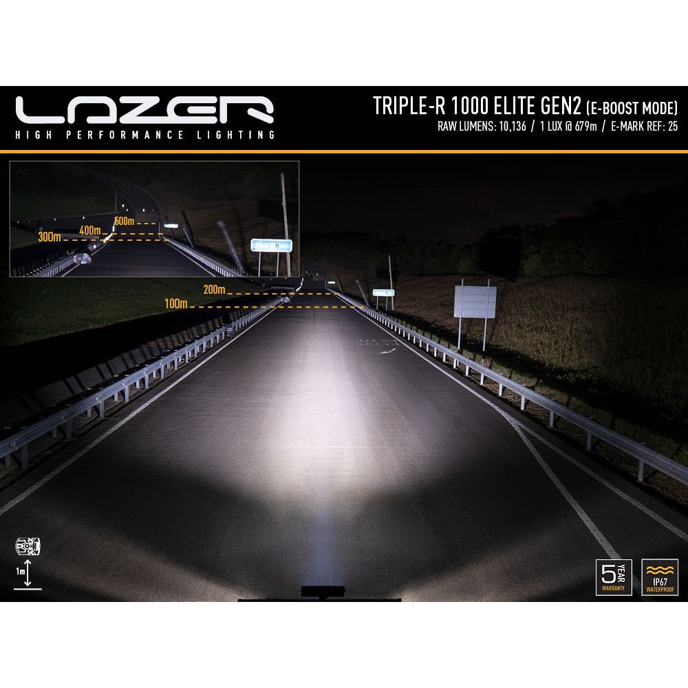 LED tālās gaismas lukturis LAZER TRIPLE-R ELITE 1000 GEN2 (00R8-G2-EL-B)