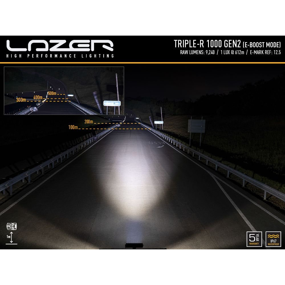 LED tālās gaismas lukturis LAZER TRIPLE-R 1000 GEN2 beacon (00R8-G2-BCN-B)