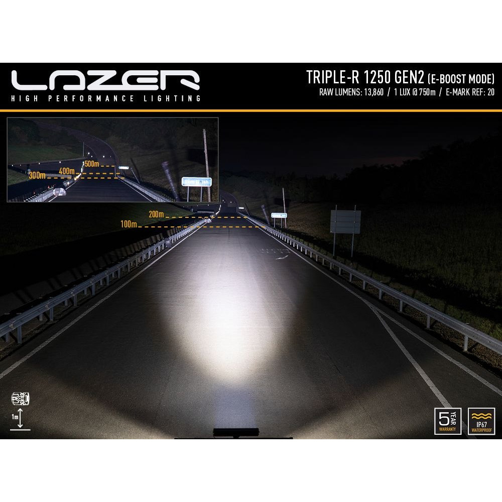 LED tālās gaismas lukturis LAZER TRIPLE-R 1250 GEN2 (00R12-G2-B)