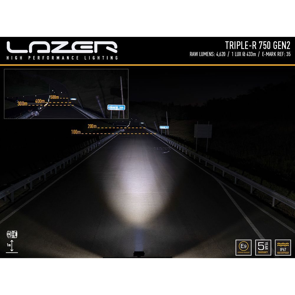 LED tālās gaismas lukturis LAZER TRIPLE-R 850 GEN1 pos. light (00R6-PL-STD-B)