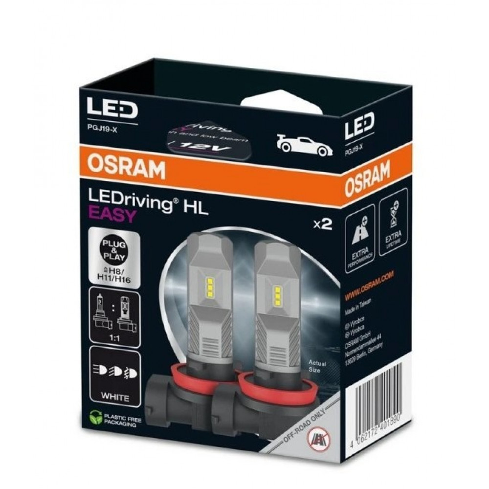 Auto pirn LED OSRAM H8/H11/H16 LEDRIVING HL EASY 6000K (2 tk.) 64211DWESY-2HB