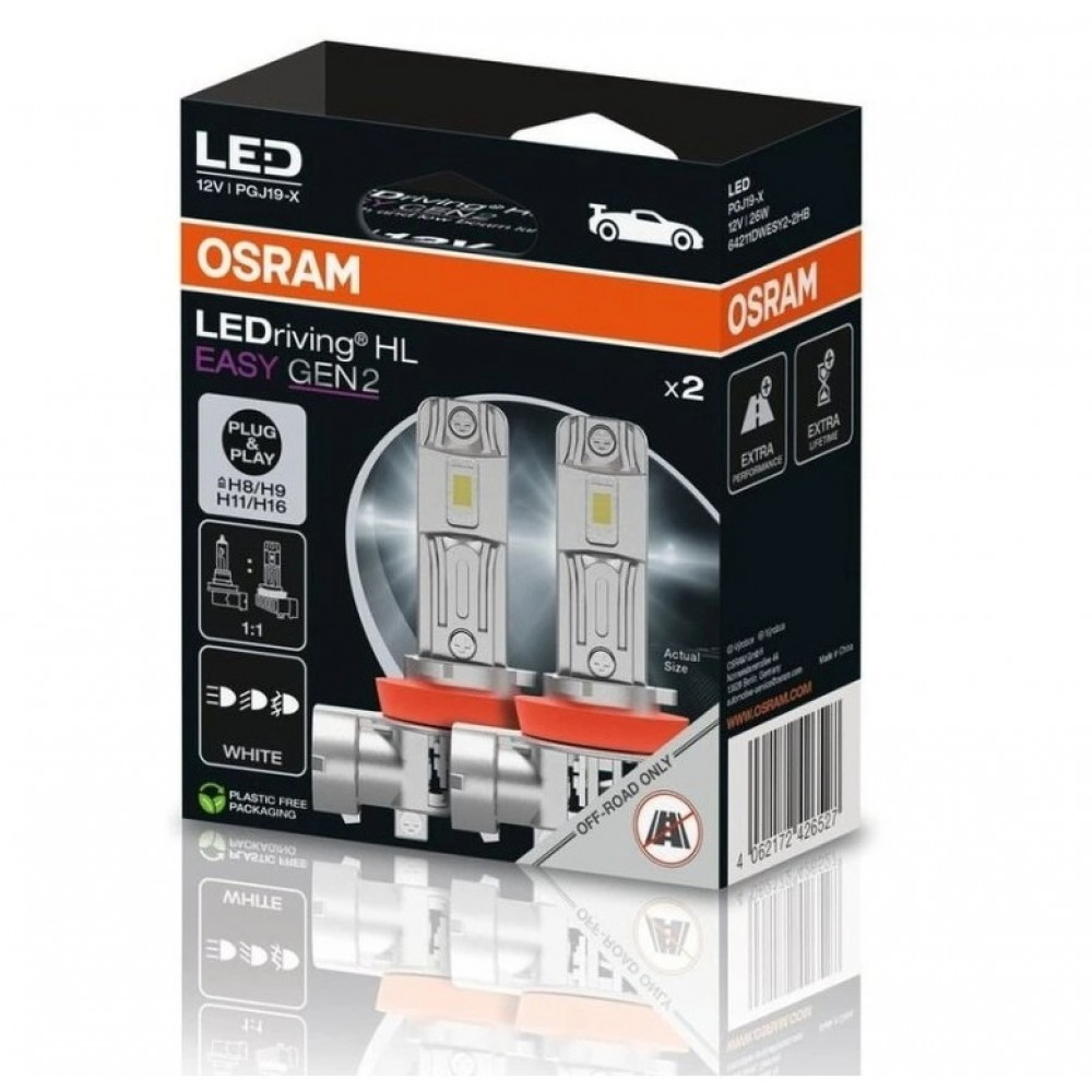 Car LED bulbs OSRAM H8/H11/H16 LEDRIVING HL EASY GEN2 6000K (2 pcs.) 64211DWESY-2HB