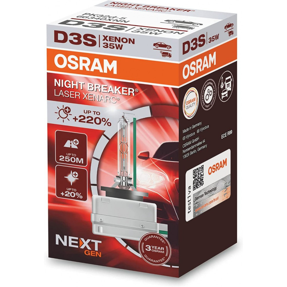 Auto ksenona spuldze OSRAM D3S NIGHT BREAKER LASER +220% (NEXT GEN) 66340XNN