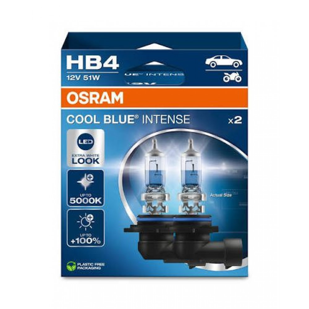 Auto spuldzes 12V HB4 51W OSRAM COOL BLUE INTENSE NEXT GEN 5000K +100% (2 gab.) Auto spuldzes 12V HB4 51W OSRAM COOL BLUE INTENSE NEXT GEN 5000K +100% (2 gab.)