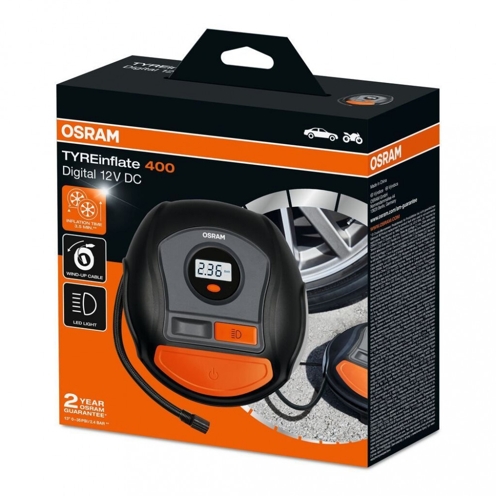 Auto kompresors 12V OSRAM TYREINFLATE 400 OTI400 Auto kompresors 12V OSRAM TYREINFLATE 400 OTI400