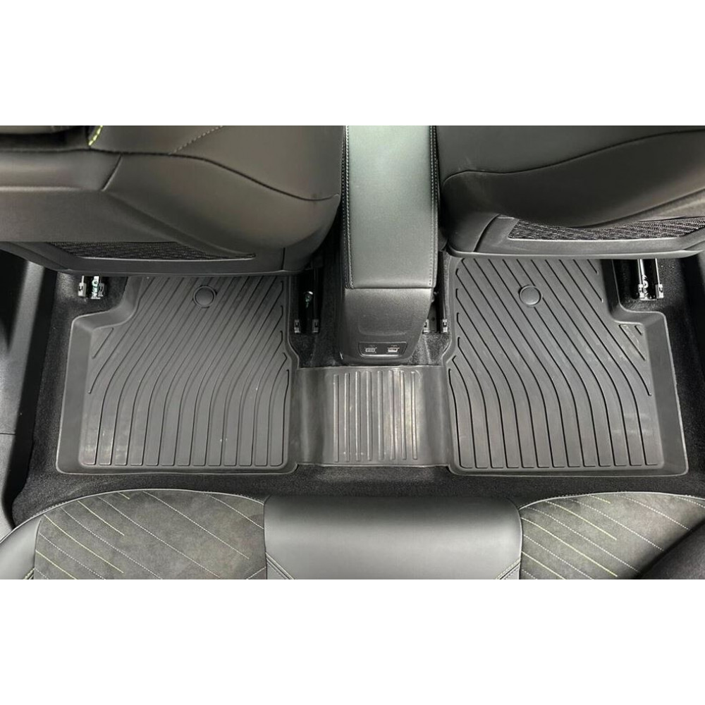 CAR RUBBER FLOOR MATS BLACK 3D PEUGEOT 2008 II (2019-...) RIZLINE PREMIUM