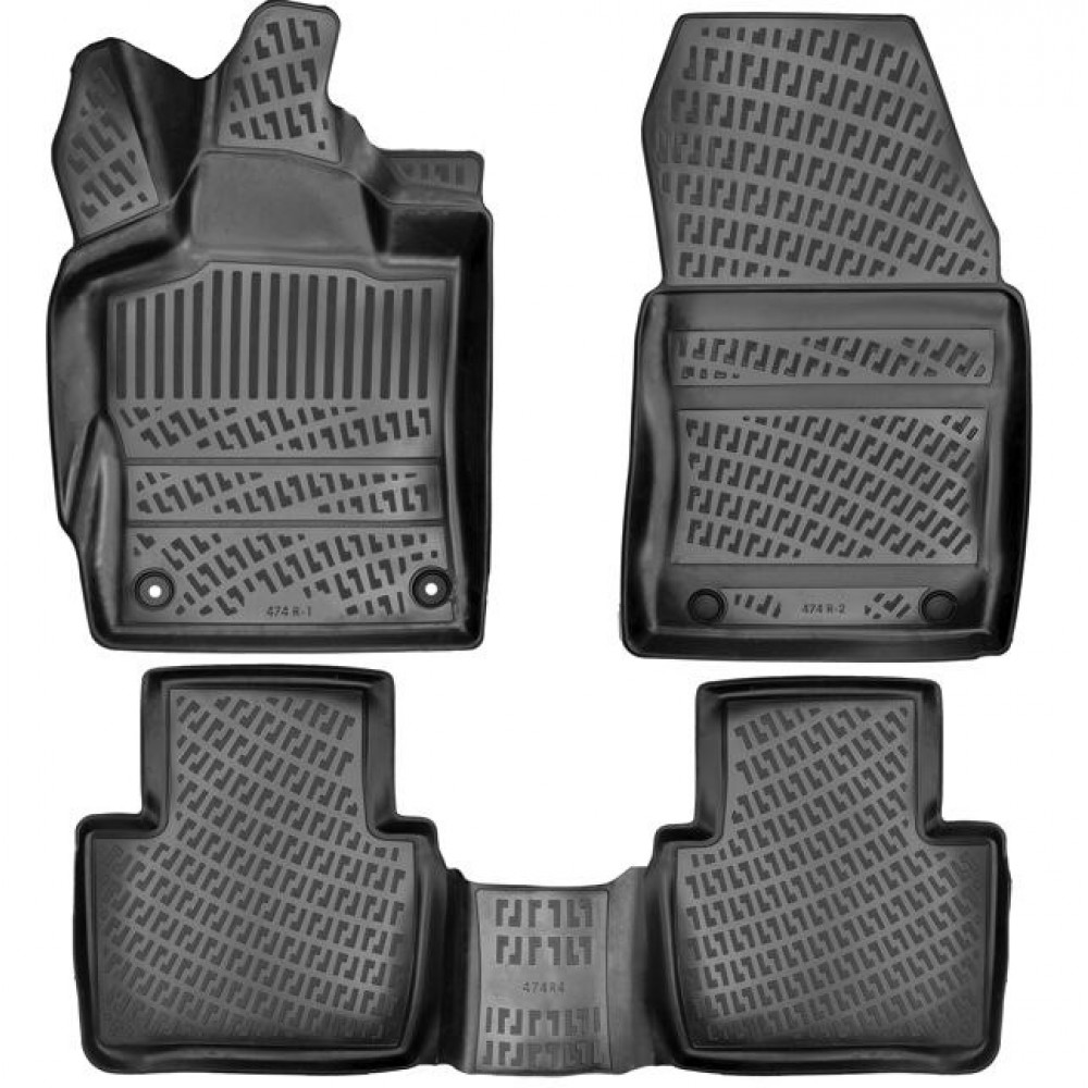 CAR RUBBER FLOOR MATS BLACK 3D PEUGEOT 408 Petrol (2023-...) RIZLINE CAR RUBBER FLOOR MATS BLACK 3D PEUGEOT 408 Petrol (2023-...) RIZLINE