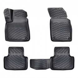 CAR RUBBER FLOOR MATS BLACK 3D AUDI Q7 II (2015-...)  RIZLINE