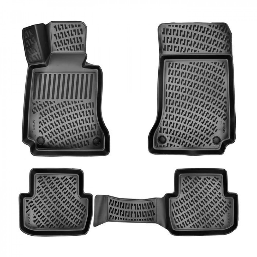 CAR RUBBER FLOOR MATS BLACK 3D MERCEDES E-class Coupe C207 (2010-2016) RIZLINE