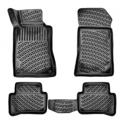 CAR RUBBER FLOOR MATS BLACK 3D MERCEDES C-Class  W203 (2000-2007) RIZLINE