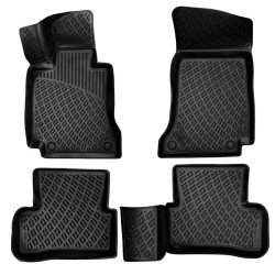 CAR RUBBER FLOOR MATS BLACK 3D MERCEDES C-Class  W205 (2014 -2021) RIZLINE