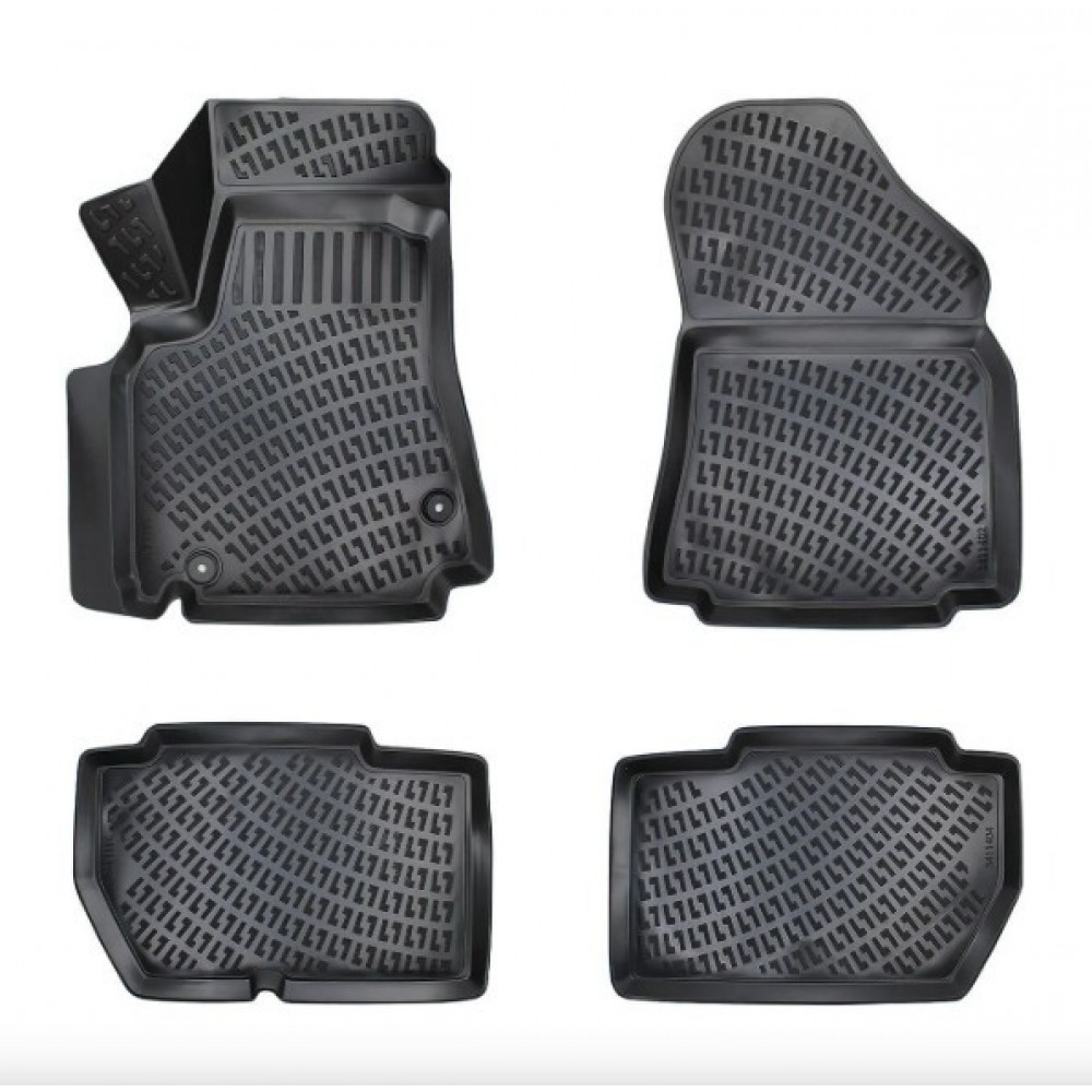 CAR RUBBER FLOOR MATS BLACK 3D PEUGEOT PARTNER TEPEE (2008-2018) RIZLINE