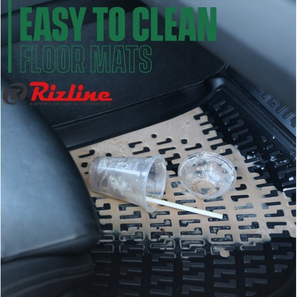 CAR RUBBER FLOOR MATS BLACK 3D Mercedes E-Class W210 (1995-2002) RIZLINE