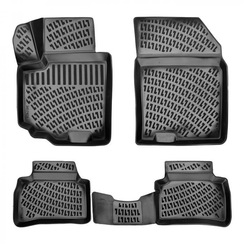 CAR RUBBER FLOOR MATS BLACK 3D SUZUKI VITARA (2015-...) RIZLINE 