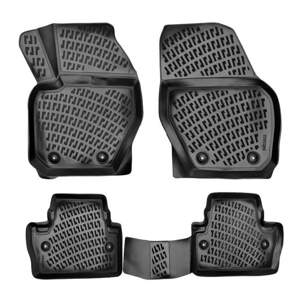 CAR RUBBER FLOOR MATS BLACK 3D VOLVO V60 (2010 -2018) RIZLINE