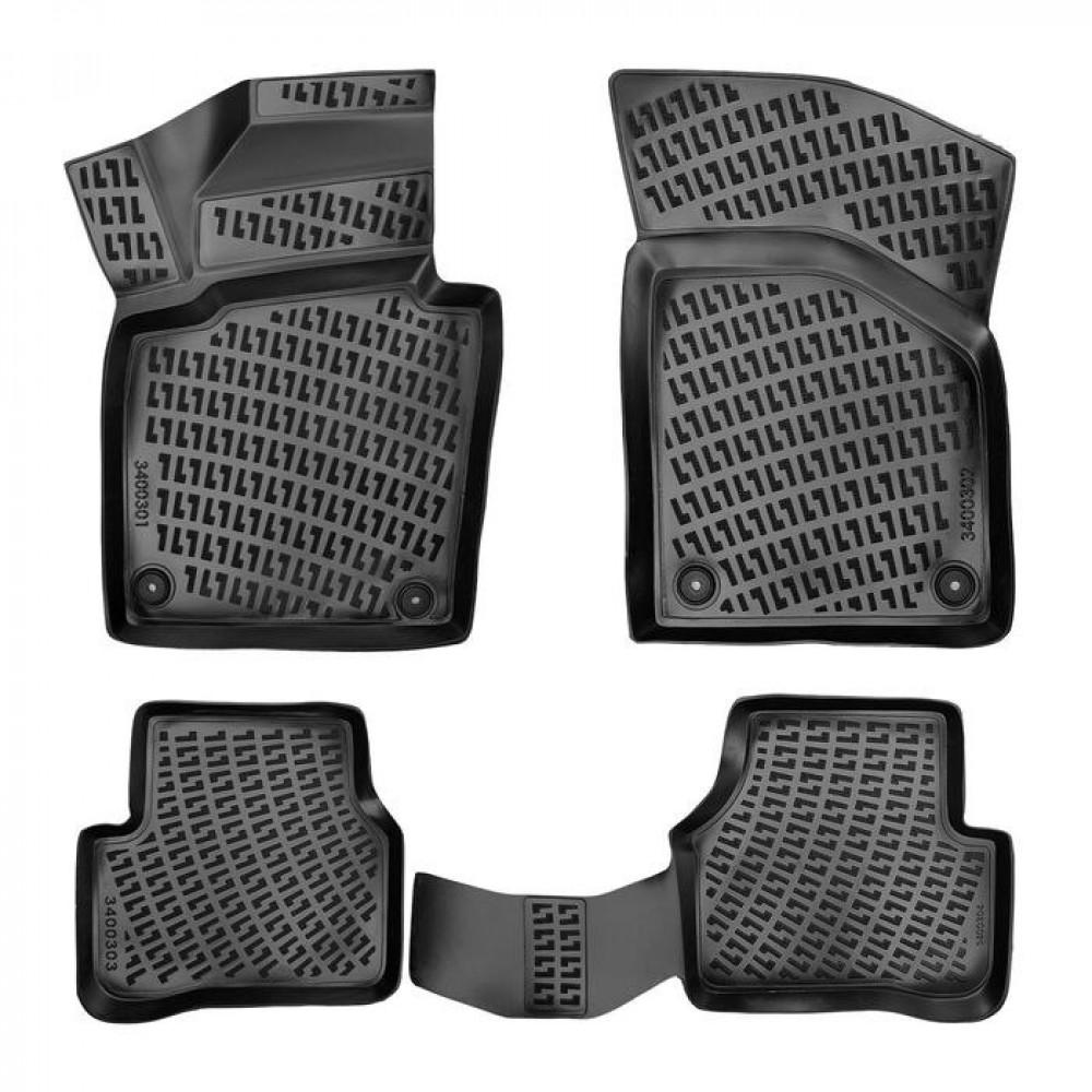 CAR RUBBER FLOOR MATS BLACK 3D VOLKSWAGEN PASSAT B6 (2005-2010) RIZLINE