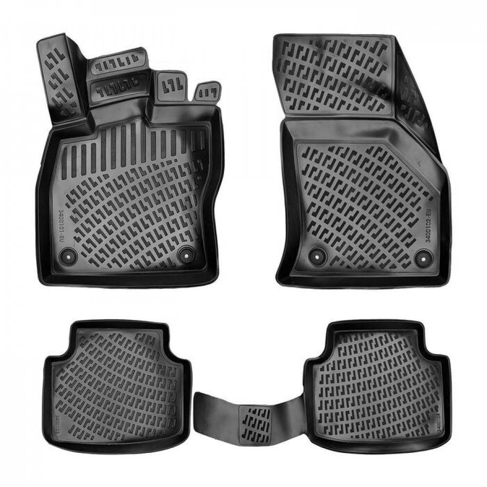 CAR RUBBER FLOOR MATS BLACK 3D VOLKSWAGEN PASSAT B8 (2015 -...) RIZLINE