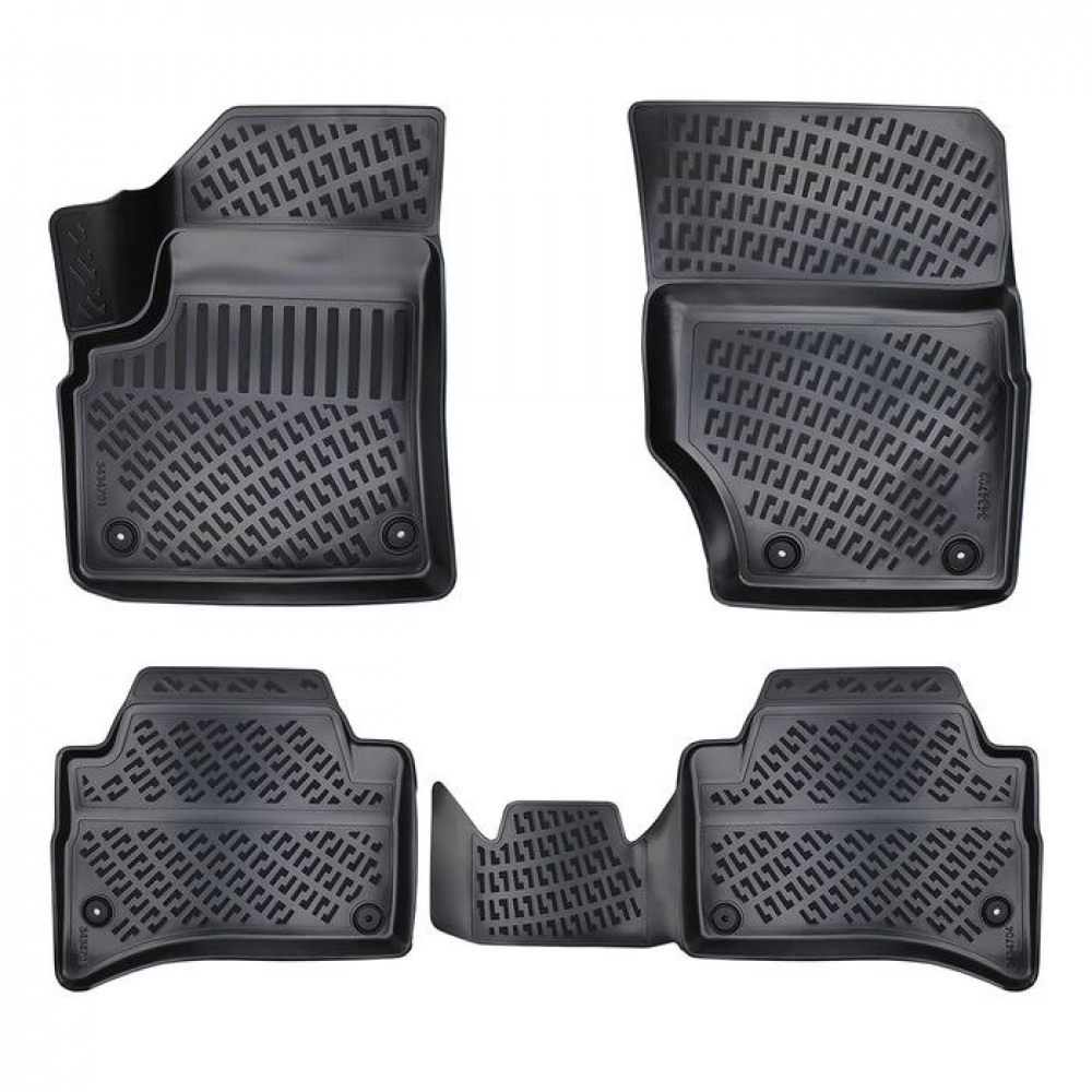 CAR RUBBER FLOOR MATS BLACK 3D VW TOUAREG Facelift (2007-2010) RIZLINE