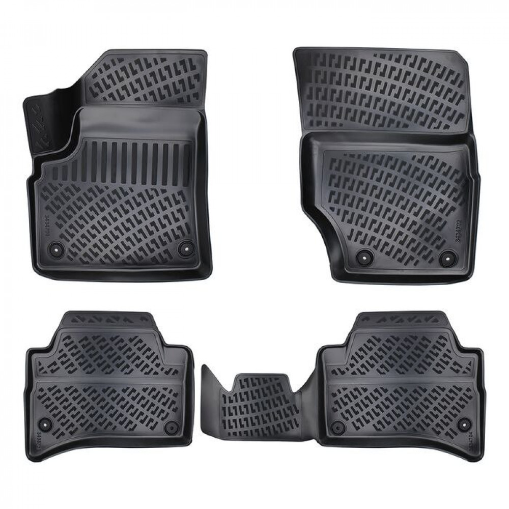 CAR RUBBER FLOOR MATS BLACK 3D VOLKSWAGEN TOUAREG I (2002-2006) RIZLINE