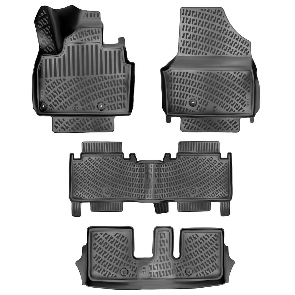 CAR RUBBER FLOOR MATS BLACK 3D KIA EV9 (7s.)(2024-...) RIZLINE