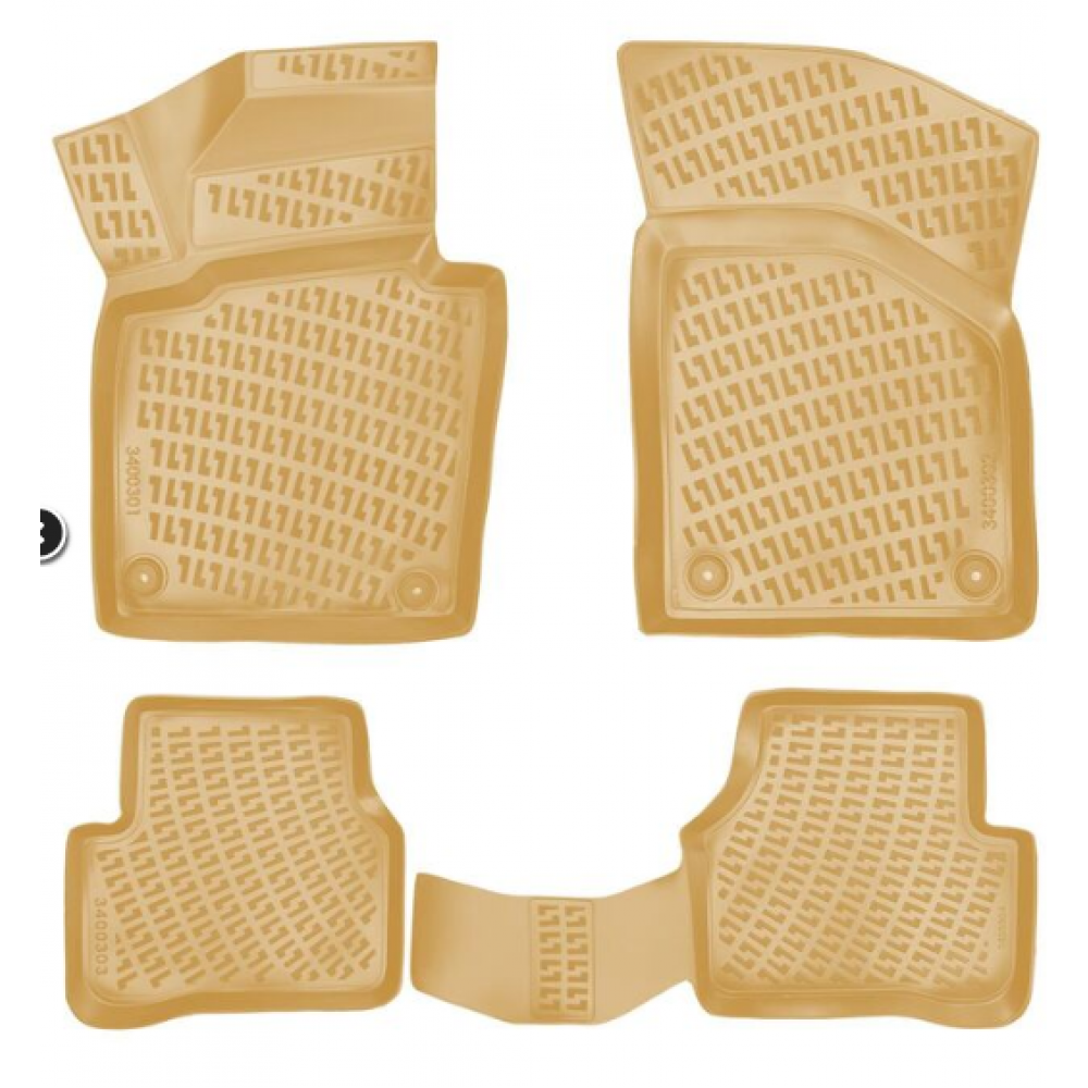 CAR RUBBER FLOOR MATS BEIGE 3D VW PASSAT B6/B7 (2005-2015) RIZLINE