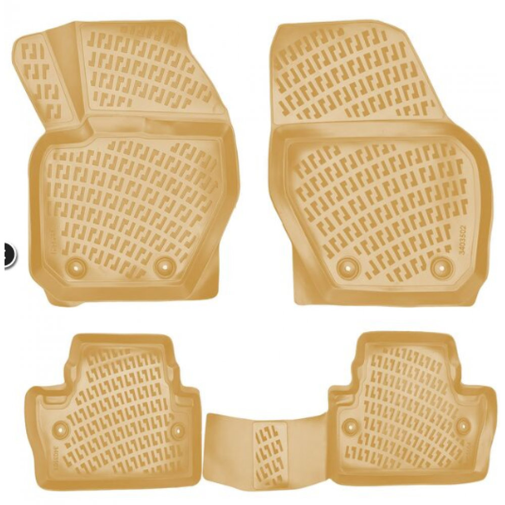 CAR RUBBER FLOOR MATS BEIGE 3D VOLVO S60 (2010-2018) RIZLINE