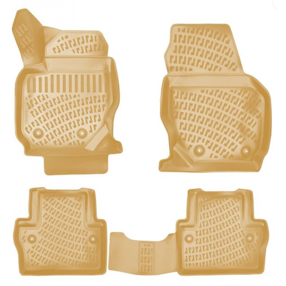 CAR RUBBER FLOOR MATS BEIGE 3D VOLVO XC70 (2007-2016) RIZLINE