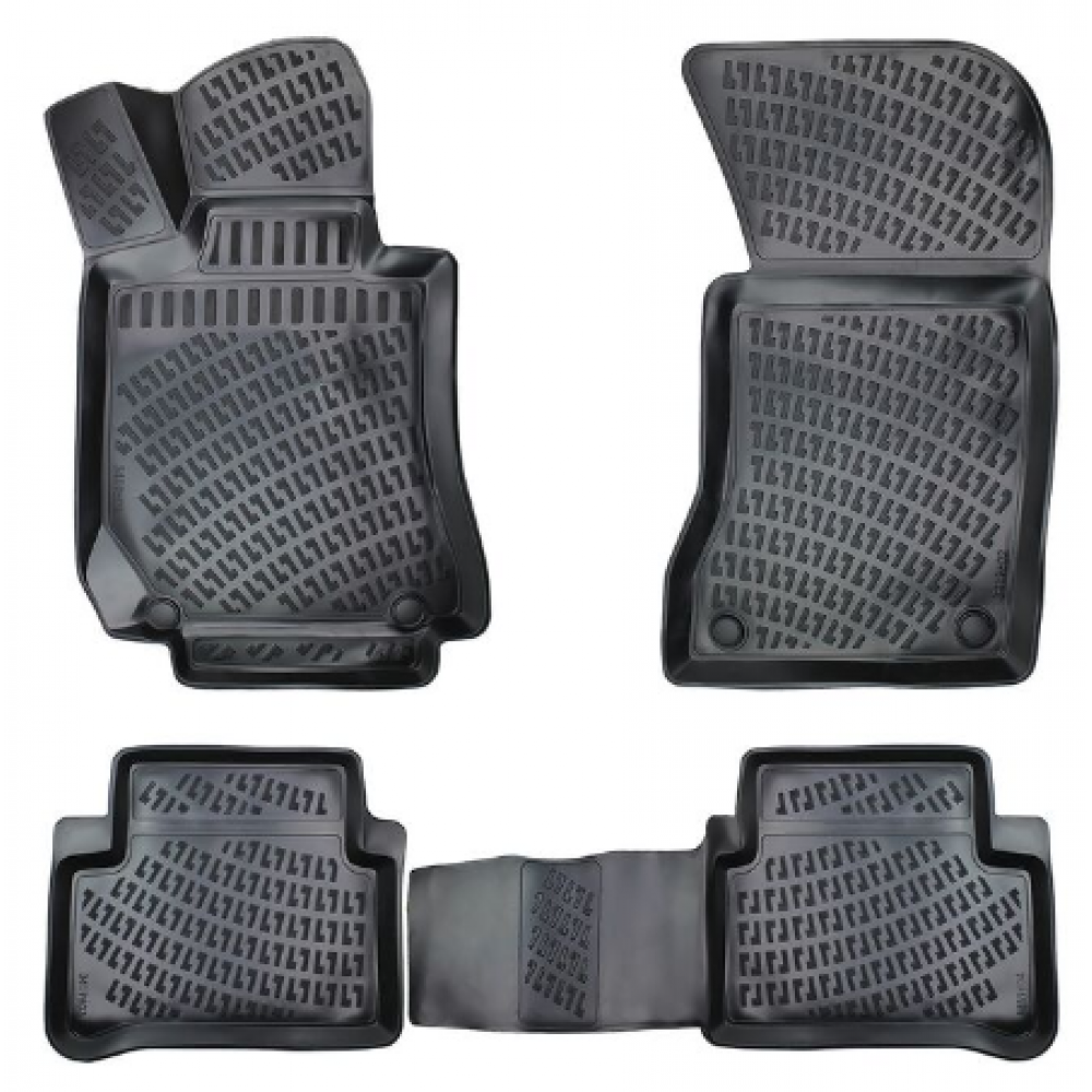 CAR RUBBER FLOOR MATS BLACK 3D Mercedes E-Class W210 (1995-2002) RIZLINE