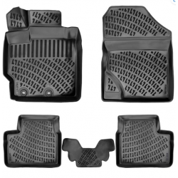 CAR RUBBER FLOOR MATS BLACK 3D Toyota Yaris II (2005-2011) RIZLINE