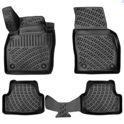 CAR RUBBER FLOOR MATS BLACK 3D Volkswagen T-Cross (2019-...) RIZLINE