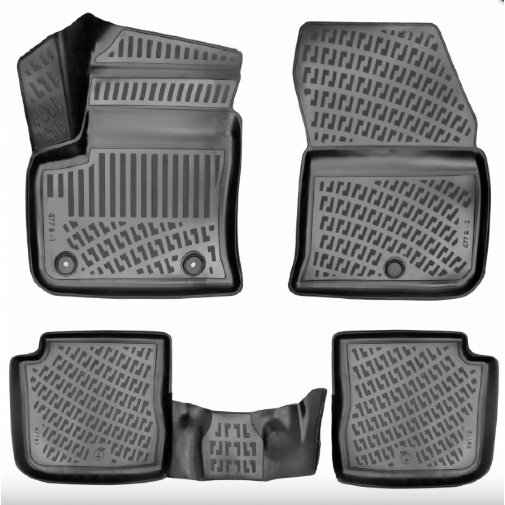 CAR RUBBER FLOOR MATS BLACK 3D PEUGEOT E-2008 Electric (2022-...) RIZLINE