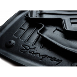 CAR RUBBER FLOOR MATS BLACK SKODA Superb III (2015-..)  3D STINGRAY