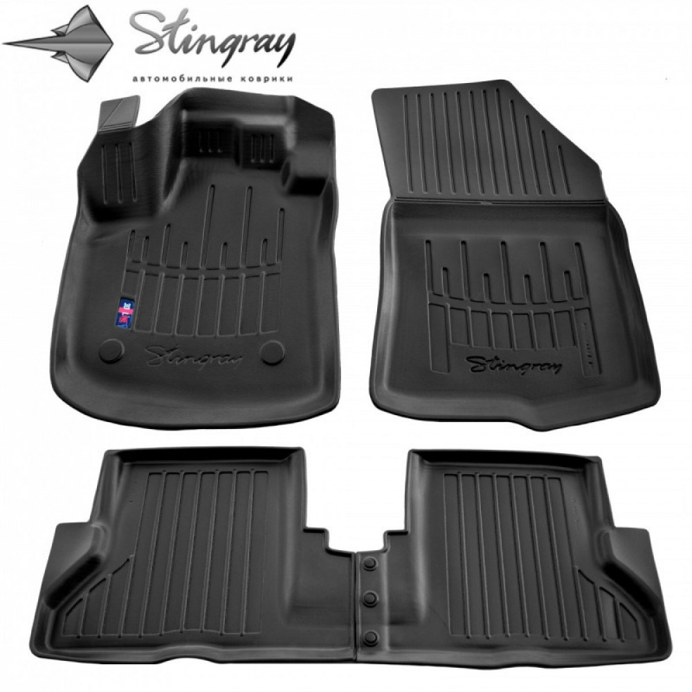 CAR RUBBER FLOOR MATS BLACK DACIA DOKKER (2012-2021) 3D STINGRAY