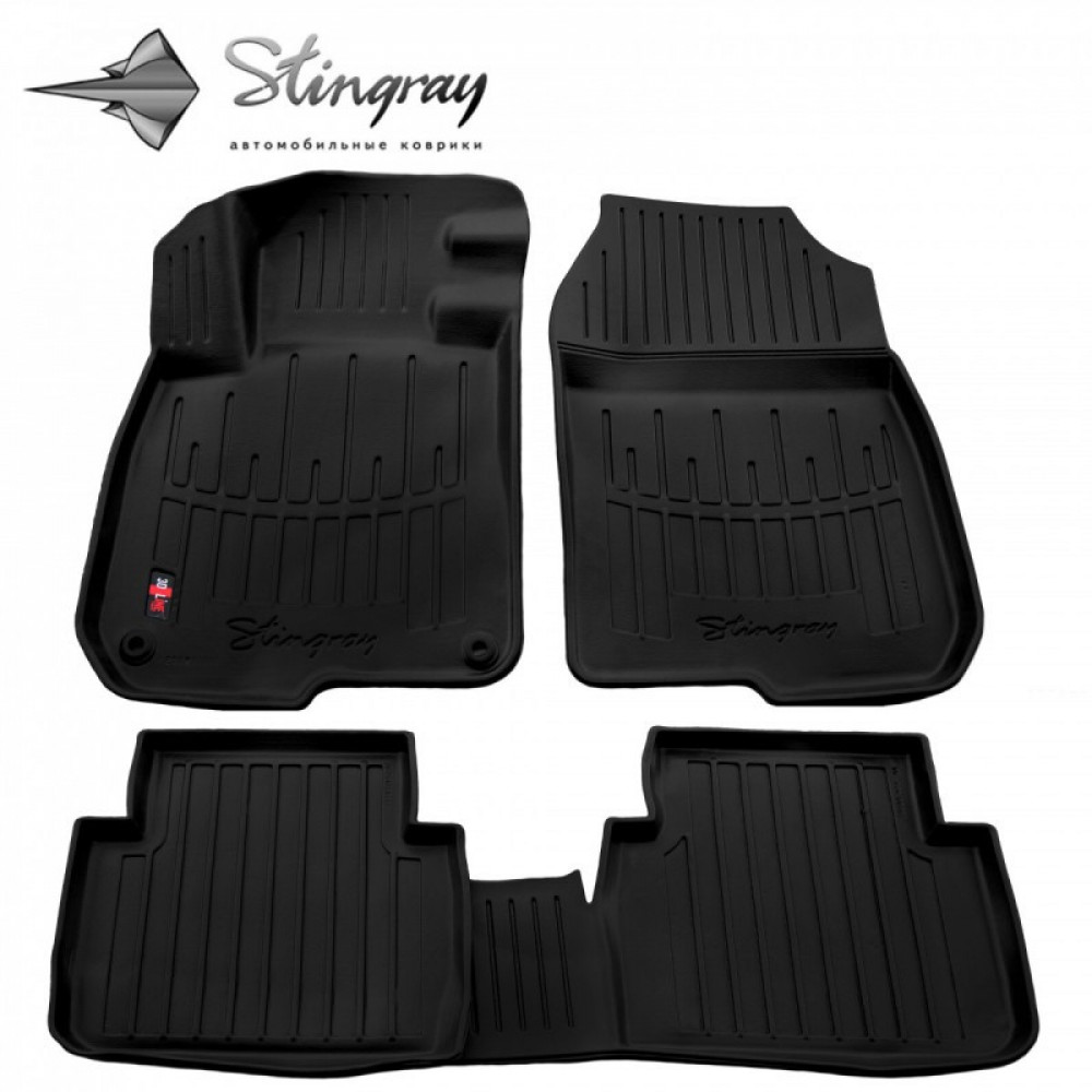 CAR RUBBER FLOOR MATS BLACK HONDA CR-V (2017-...) 3D STINGRAY