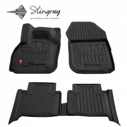 CAR RUBBER FLOOR MATS BLACK RENAULT ZOE (2012-2018) 3D STINGRAY