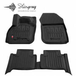 CAR RUBBER FLOOR MATS BLACK RENAULT ZOE (2018-...) 3D STINGRAY