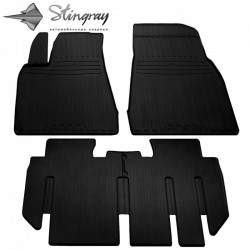 CAR RUBBER FLOOR MATS BLACK  TESLA MODEL X (7s. /2+1) (2019-...) STINGRAY