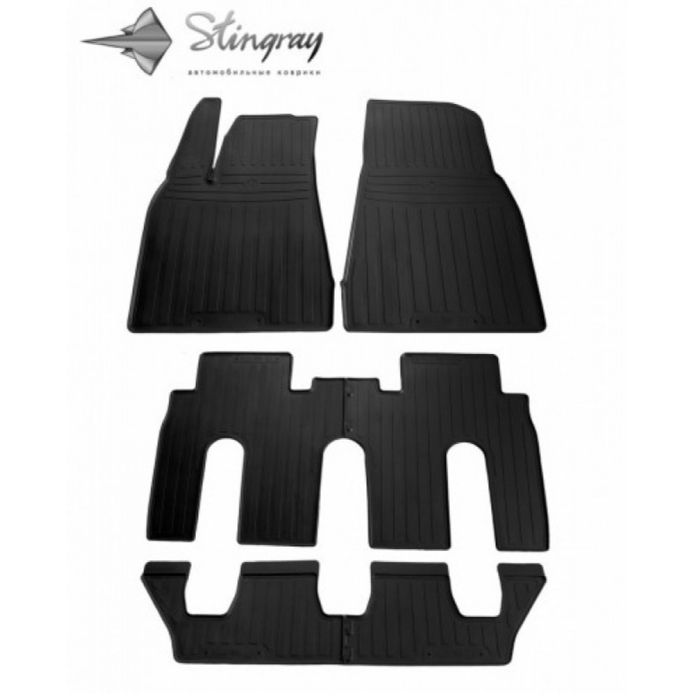 CAR RUBBER FLOOR MATS BLACK TESLA MODEL X (7s.) (2015-...)  STINGRAY