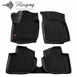 CAR RUBBER FLOOR MATS BLACK SKODA RAPID (2012-2019) 3D STINGRAY