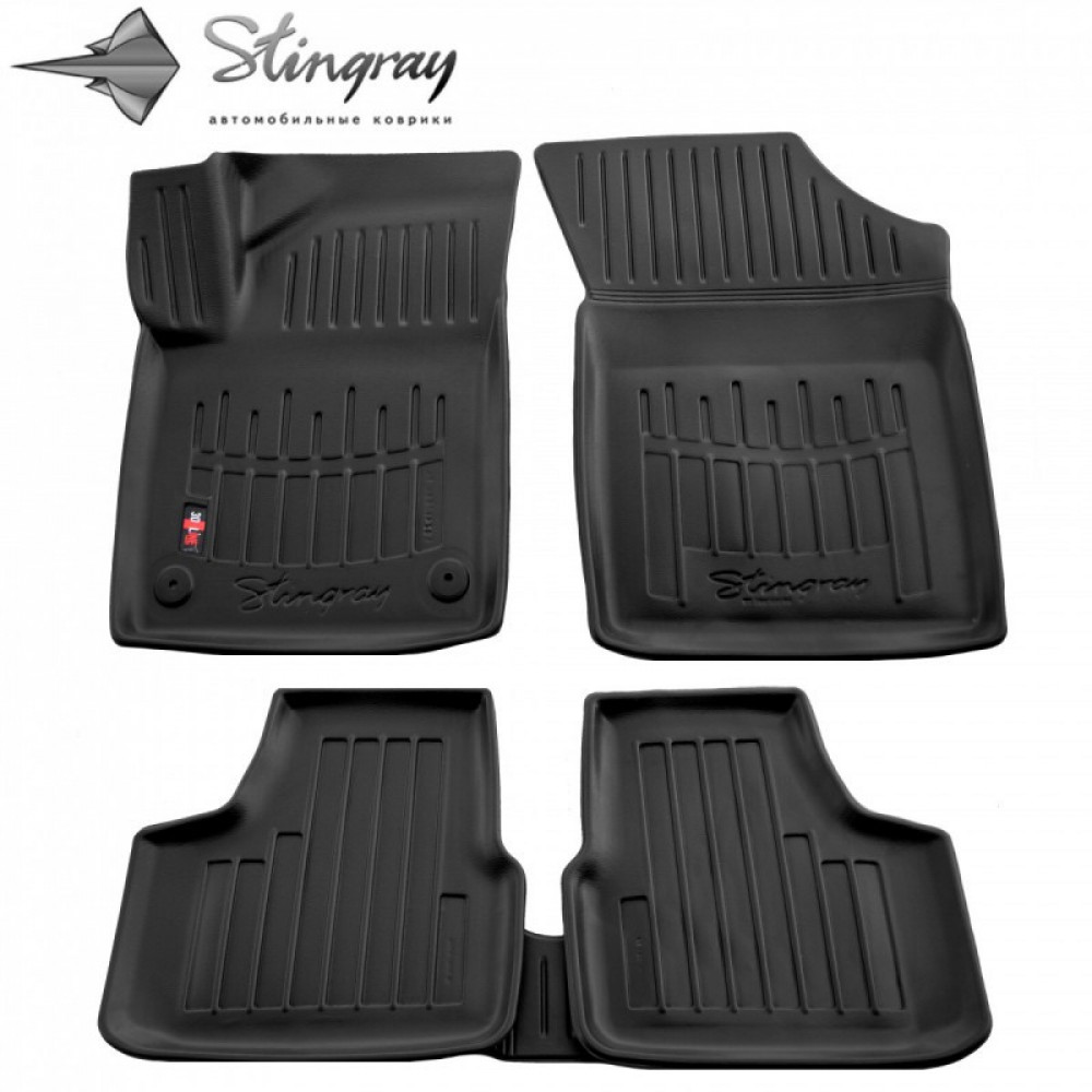 CAR RUBBER FLOOR MATS BLACK SKODA CITIGO (2012-...) 3D STINGRAY 