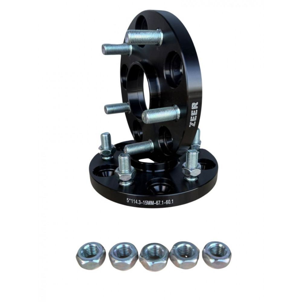 Levikepalat/Spacerit nastoilla 15mm 5x114.3 67.1/60.1 M12x1.5 (1 kpl.) ZEER Levikepalat/Spacerit nastoilla 15mm 5x114.3 67.1/60.1 M12x1.5 (1 kpl.) ZEER
