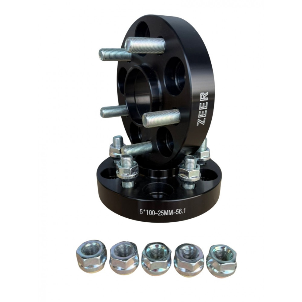 Ratta vaheklots (adapter) must naastudega 25mm 5x100 56.1/56.1 M12x1.25 (1 tk.) ZEER