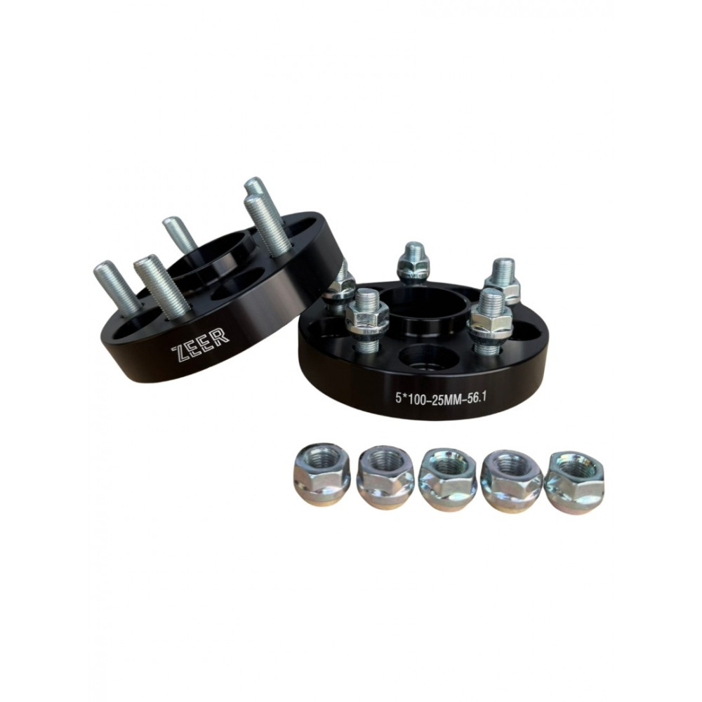 Ratta vaheklots (adapter) must naastudega 25mm 5x100 56.1/56.1 M12x1.25 (1 tk.) ZEER